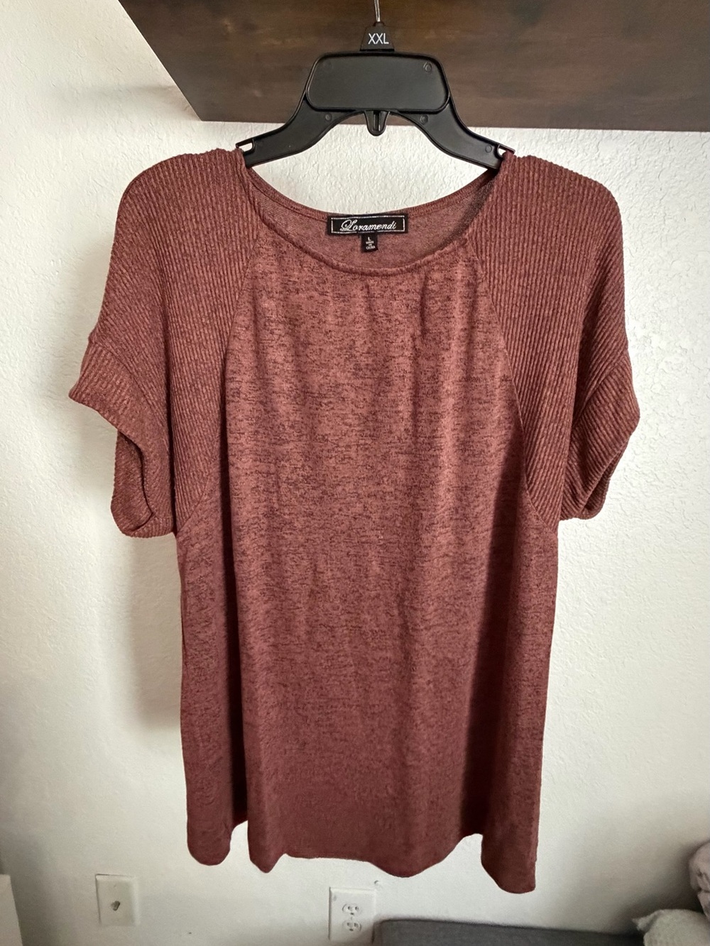 Women's L Short Sleeve Knit Top - Rusty Mauve Color
